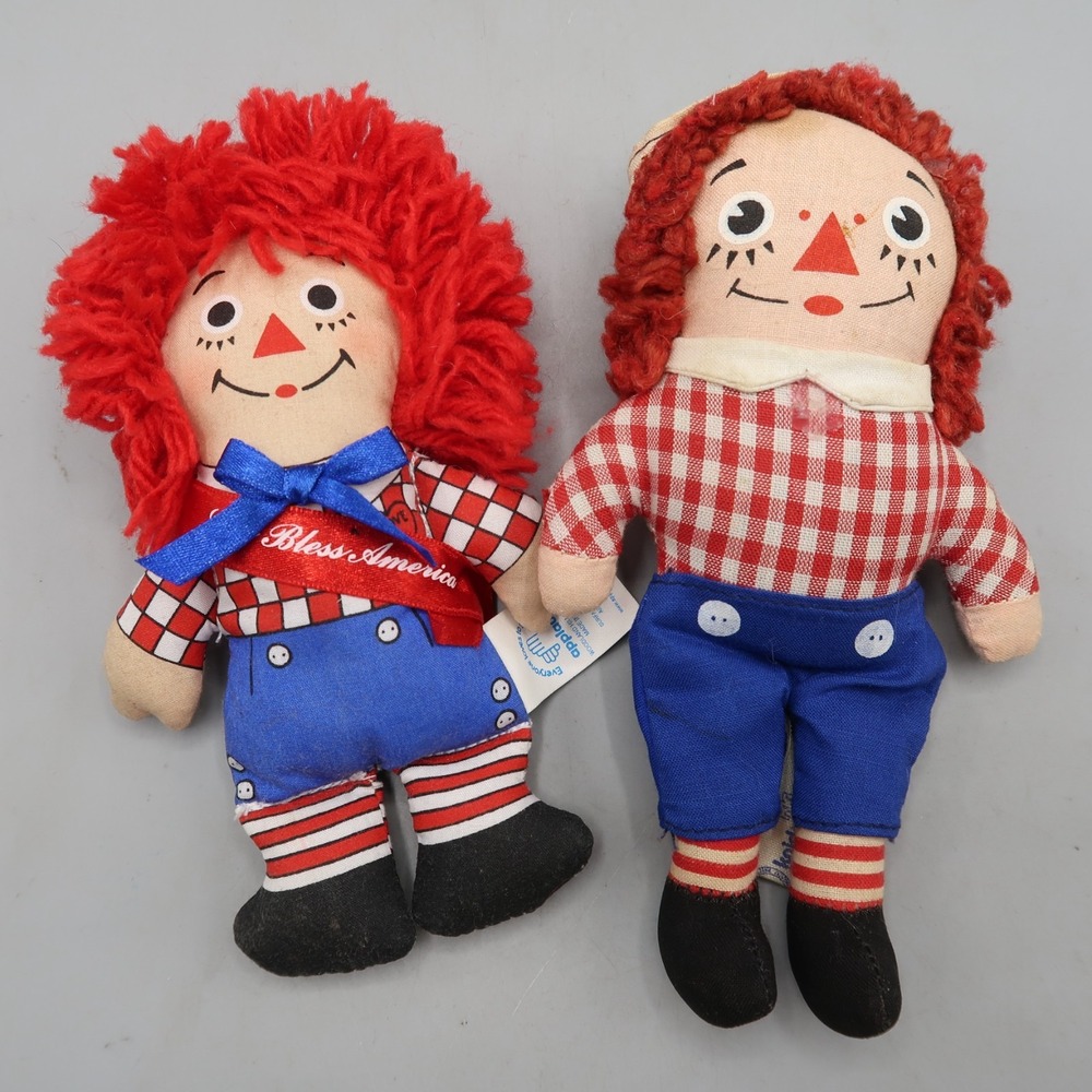 Vintage Raggedy Ann & Andy Knickerbocker Dolls Small 6"  lot of 2